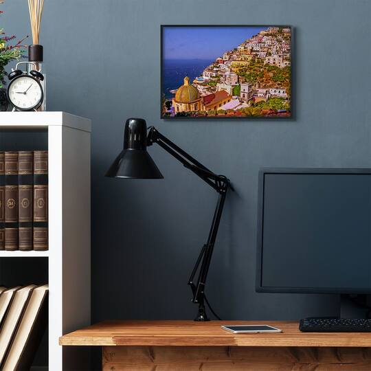 Stupell Industries Coast Town Ocean Landscape with Black Frame Wall Accent